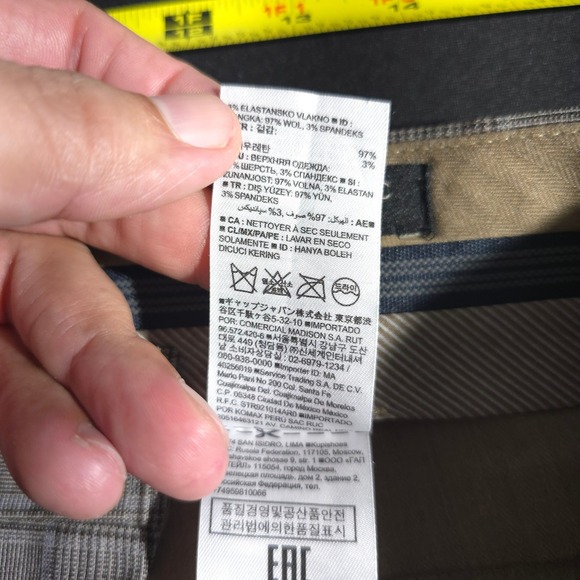 Banana Republic Dress Pants Mens 33x32 Gray Tan Plaid Slim Fit Business Casual - Picture 12 of 13